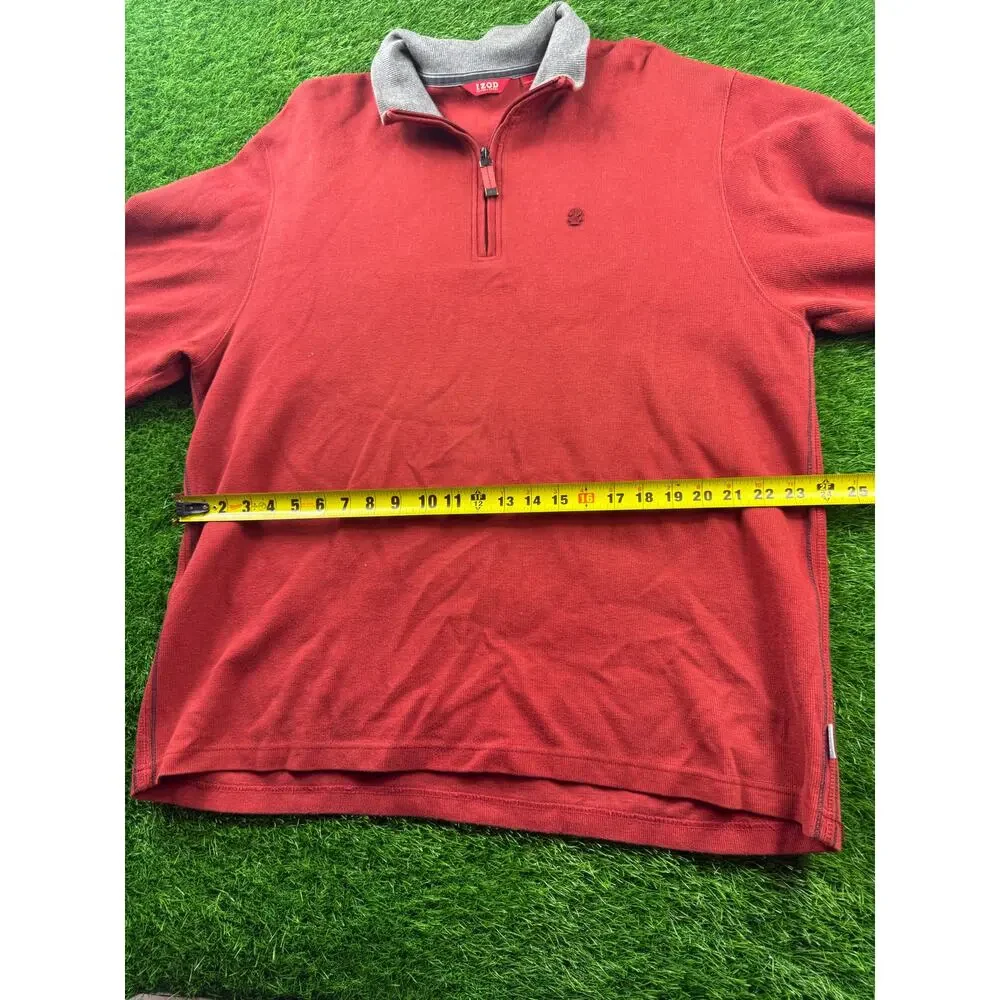IZOD Luxury Sport Mens XXL 1/4 Zip Pullover Sweater Red Gray Mock Neck Stretch